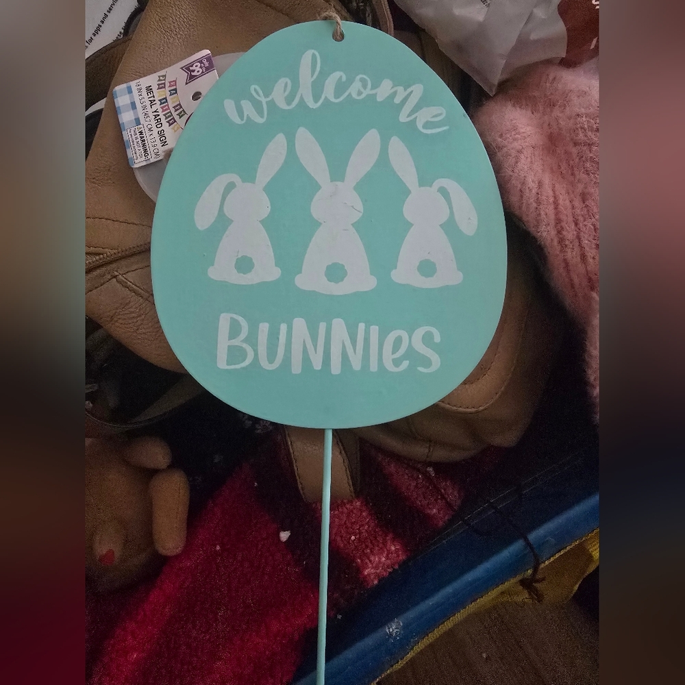 Welcome Bunnies Party Sign - Teal